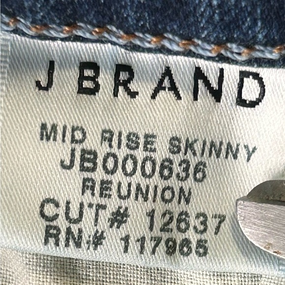 J Brand Reunion Mid Rise Raw Hem Skinny Jean Patchwork Size 29 - Picture 10 of 13